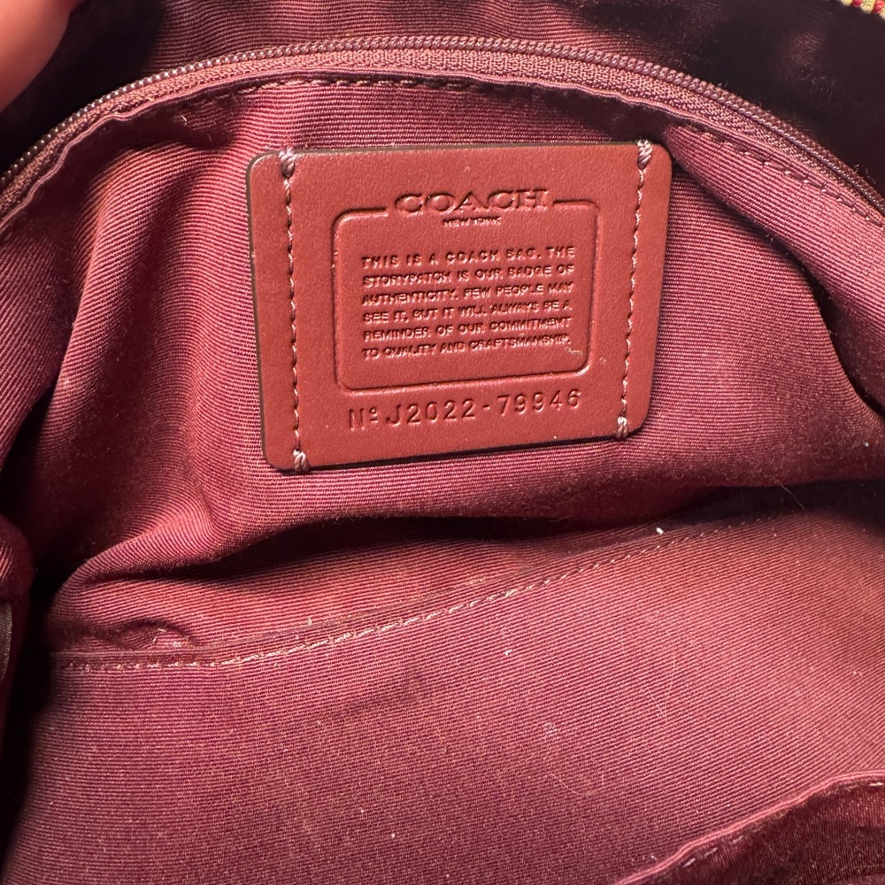 Coach Red Leather Dome Satchel with Gold Hardware Rowan 79946 with strap - Picture 8 of 14